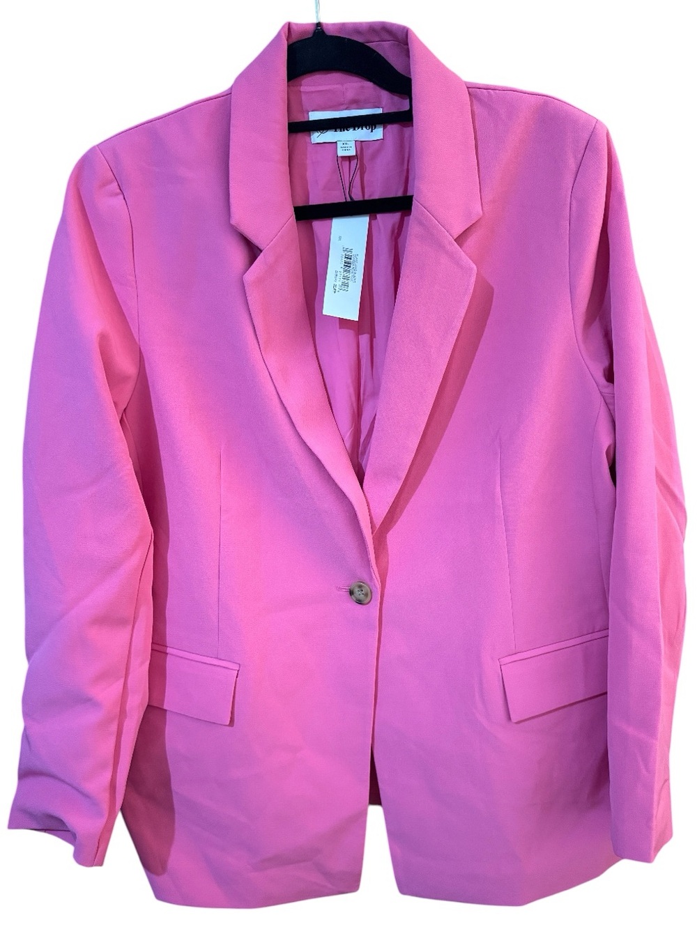 The Drop Women's Blake Long Blazer Rose Pink Single Button Size XXL NWT